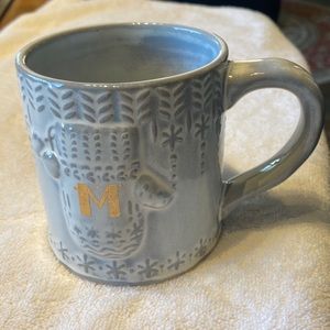 Anthropology monogrammed Mitten coffee mug. Like new